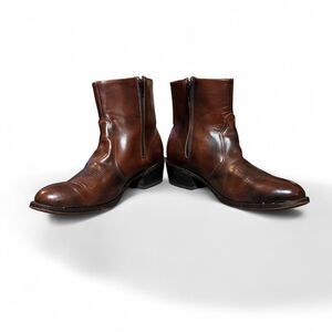 Durango Men’s Leather Ankle Boots Size 9.5 EE Extra Wide Brown Western Zip